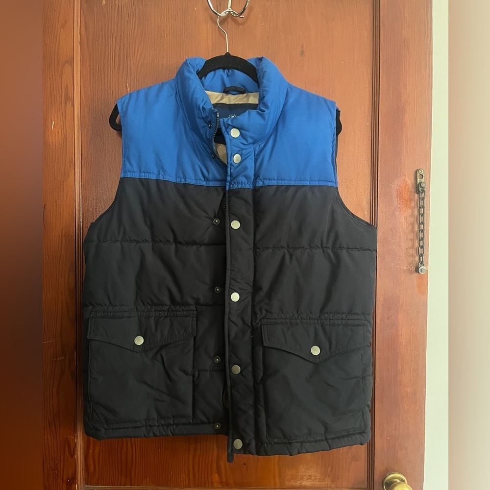 Men's Blue and Black Puffer Vest